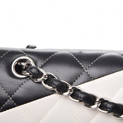 Chanel Lambskin Quilted Colorblock Jumbo Double Flap Black White Beige 12 of 19