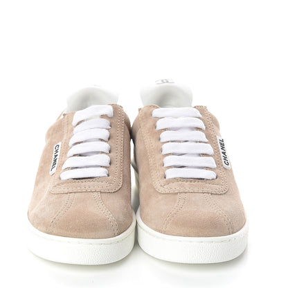 Chanel Suede Calfskin Womens Sneakers 36 Dark Beige 2 of 7