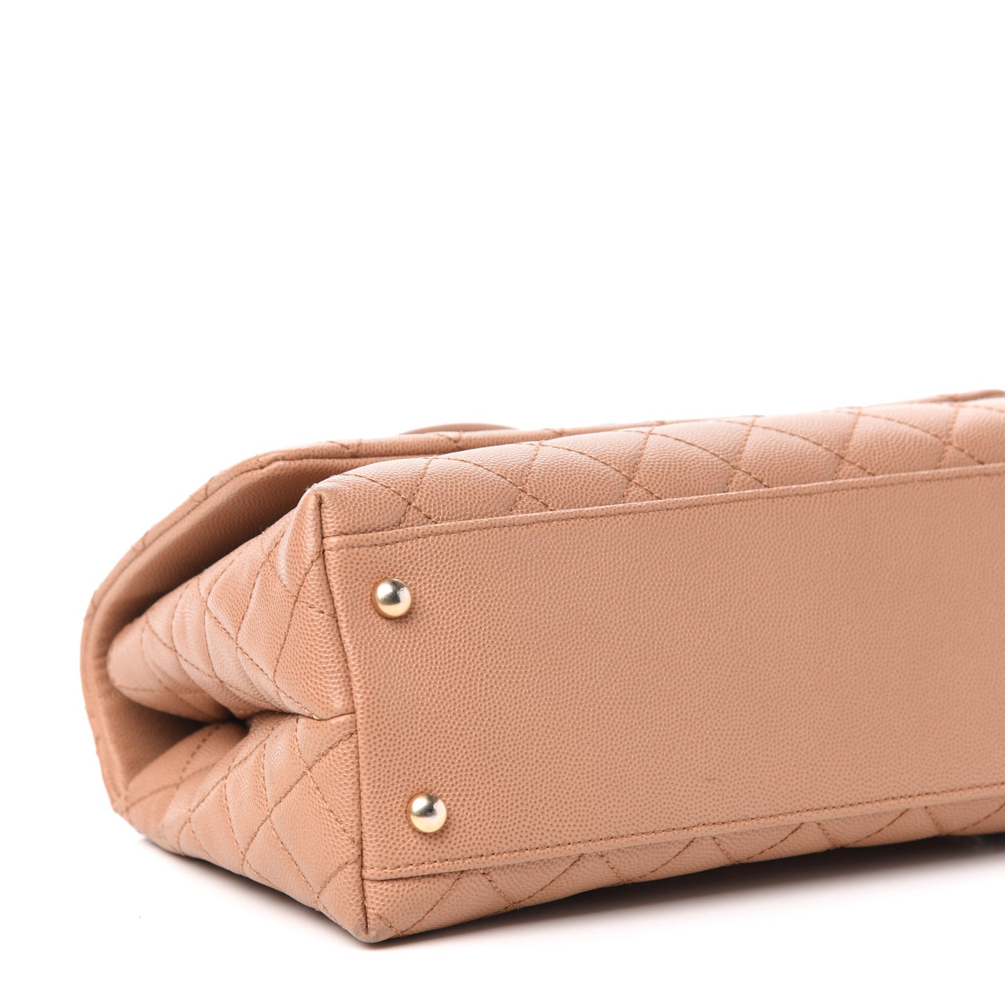 Caviar Lizard Embossed Quilted Small Coco Handle Flap Beige