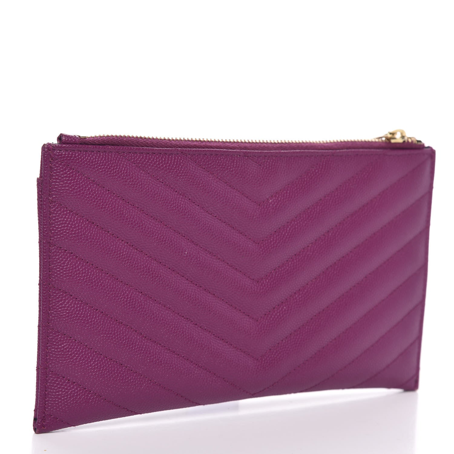 Saint Laurent Grain De Poudre Chevron Monogram Bill Pouch Dark Grape 3 of 10