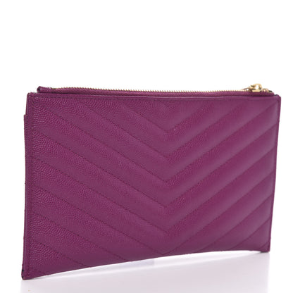 Saint Laurent Grain De Poudre Chevron Monogram Bill Pouch Dark Grape 3 of 10