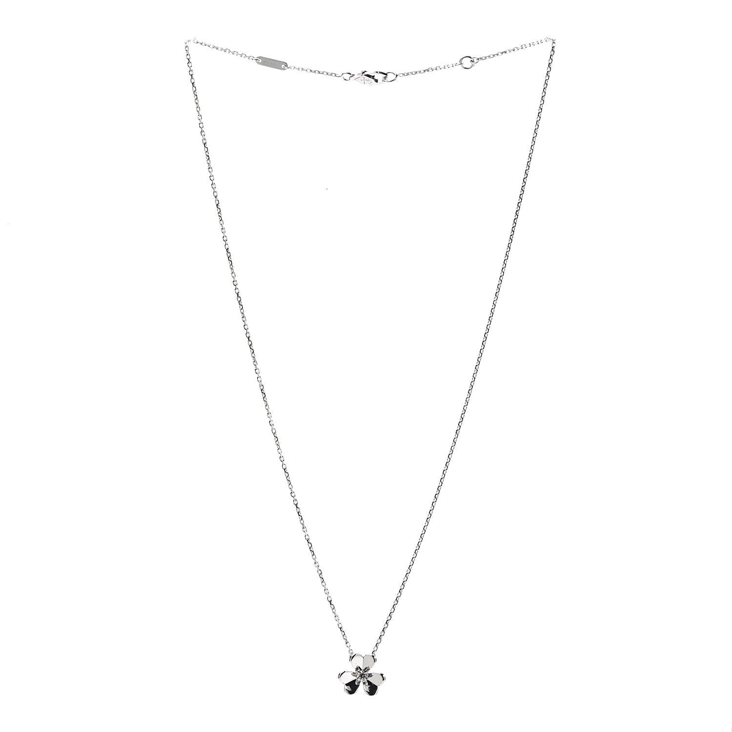 Van Cleef & Arpels 18K White Gold Diamond Mini Frivole Pendant Necklace 3 of 7