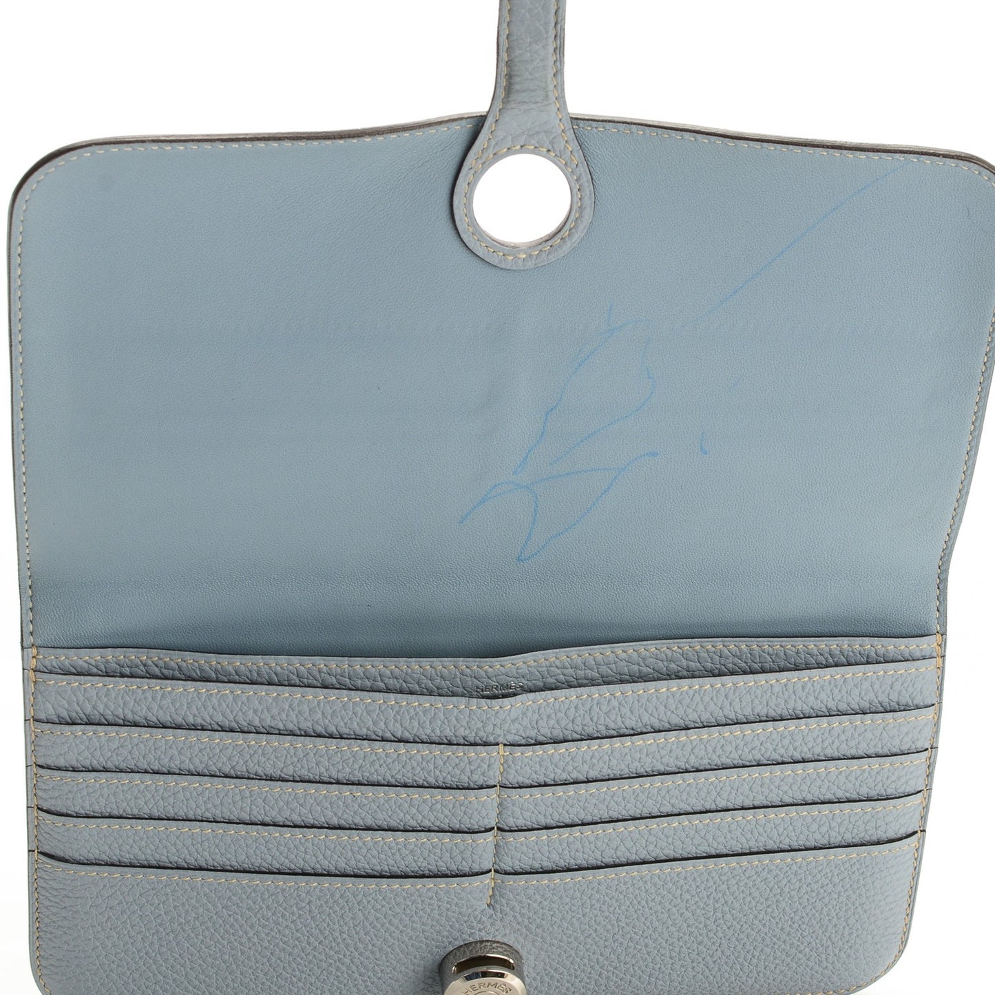 Togo Dogon Recto Verso Wallet Bleu Lin