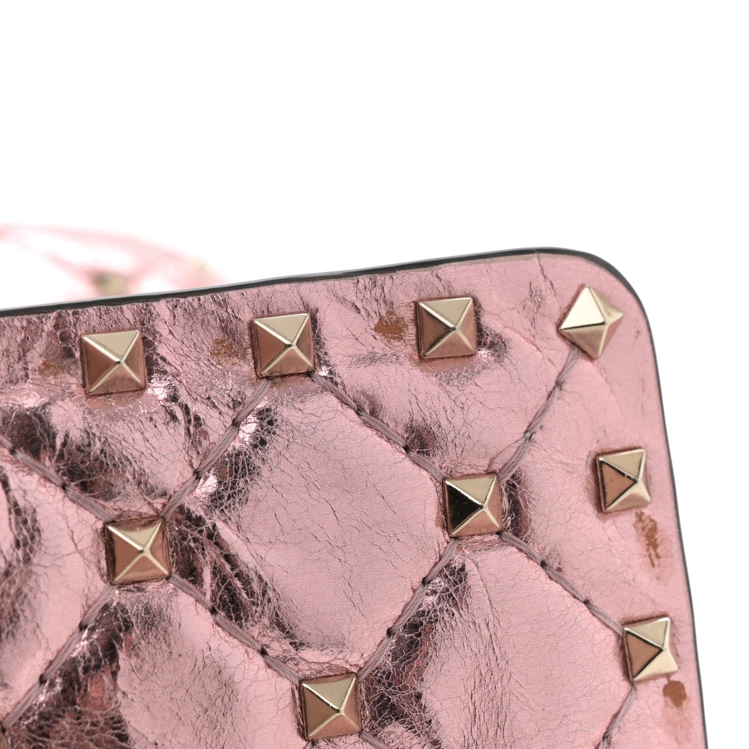 Valentino Garavani Metallic Wrinkled Lambskin Medium Rockstud Spike Shoulder Bag Lipstick 10 of 10