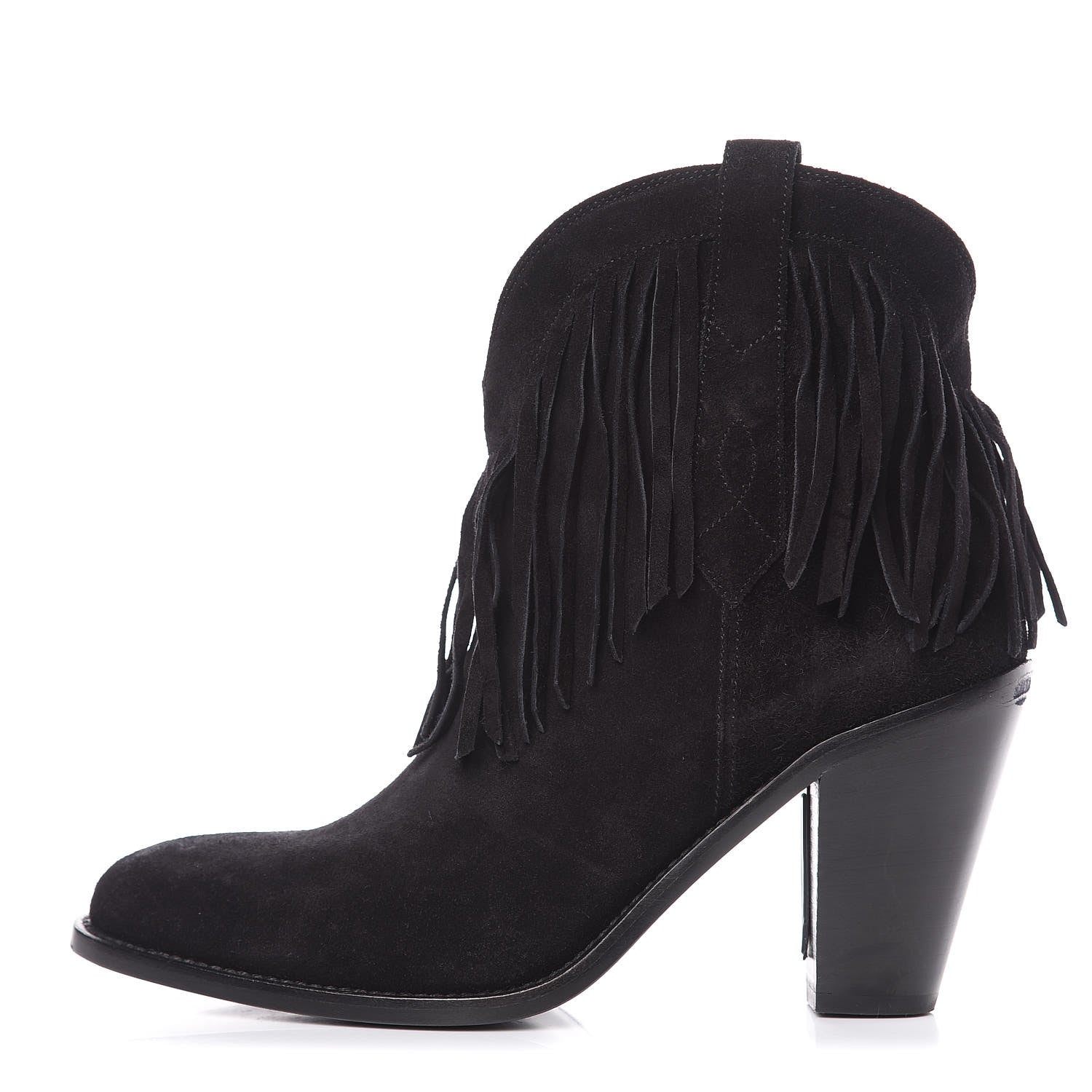 Saint Laurent Suede Fringe Curtis 80 Ankle Boots 38.5 Black 1 of 10