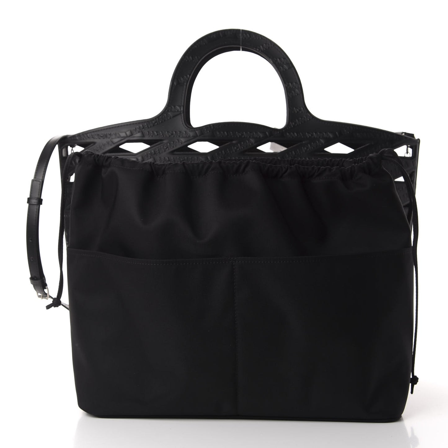 Faux Calfskin Neo Basket Tote Black
