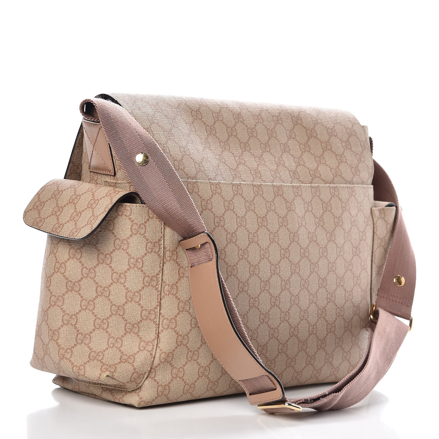 GG Supreme Monogram Messenger Diaper Bag Beige