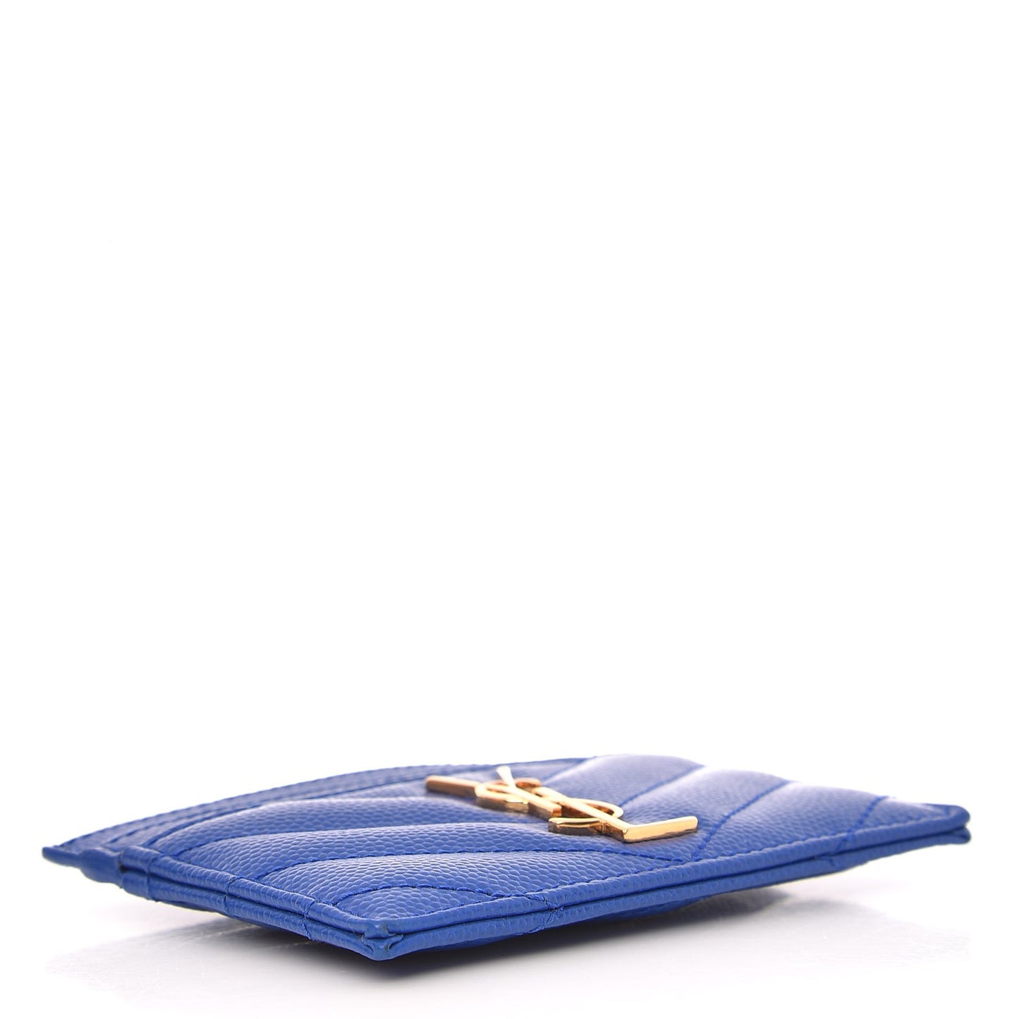 Grain De Poudre Matelasse Monogram Credit Card Case Blue Majorelle