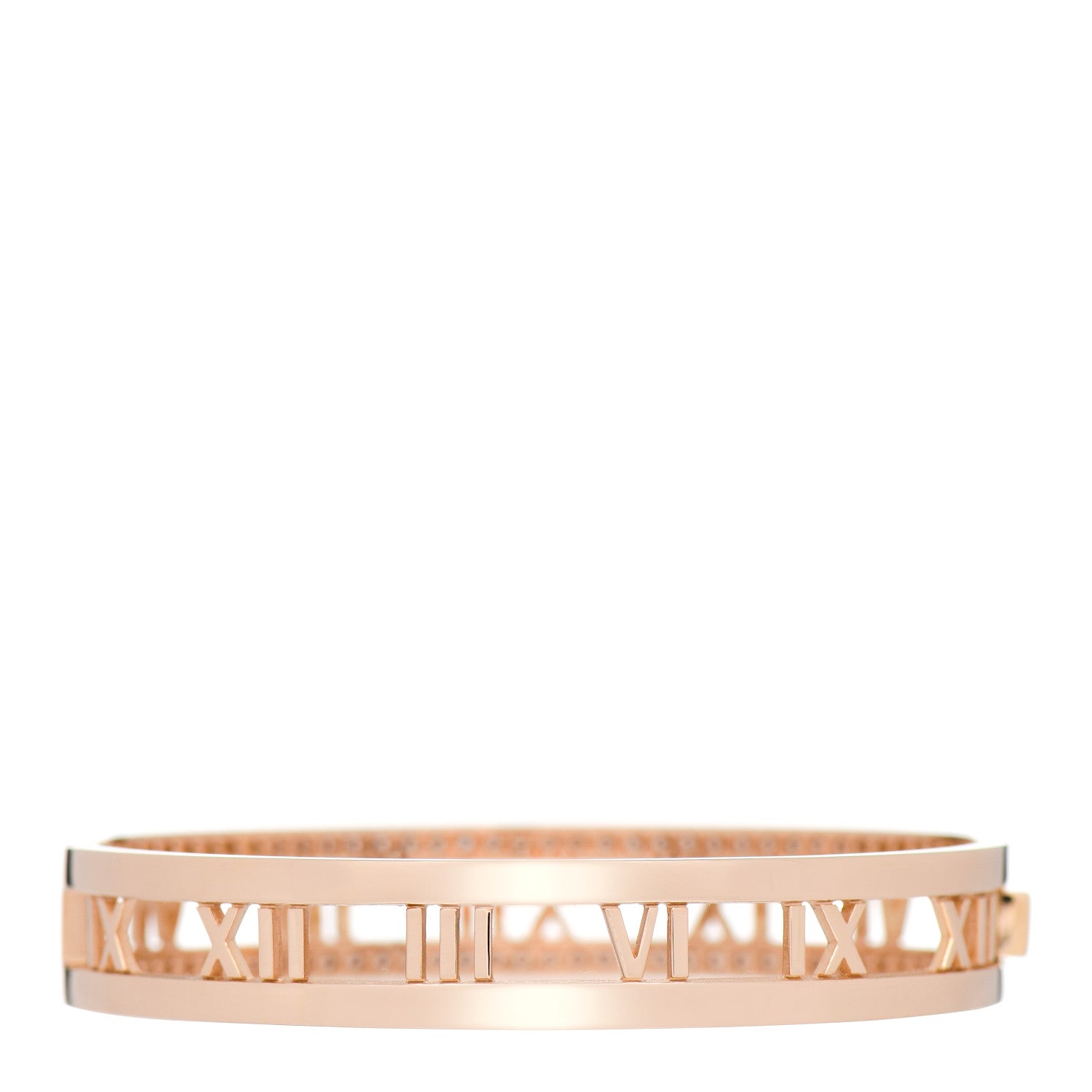 Tiffany 18K Rose Gold Diamond Atlas Open Hinged Bangle Bracelet 2 of 4