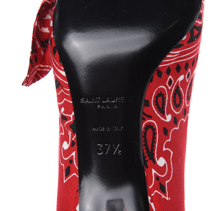 Saint Laurent Bandana Charlotte Kitten Heel Pumps 37.5 Red 7 of 9