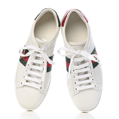 Gucci Calfskin Ayers Bee Embroidered Womens Ace Sneakers 37.5 White Green 12 of 13