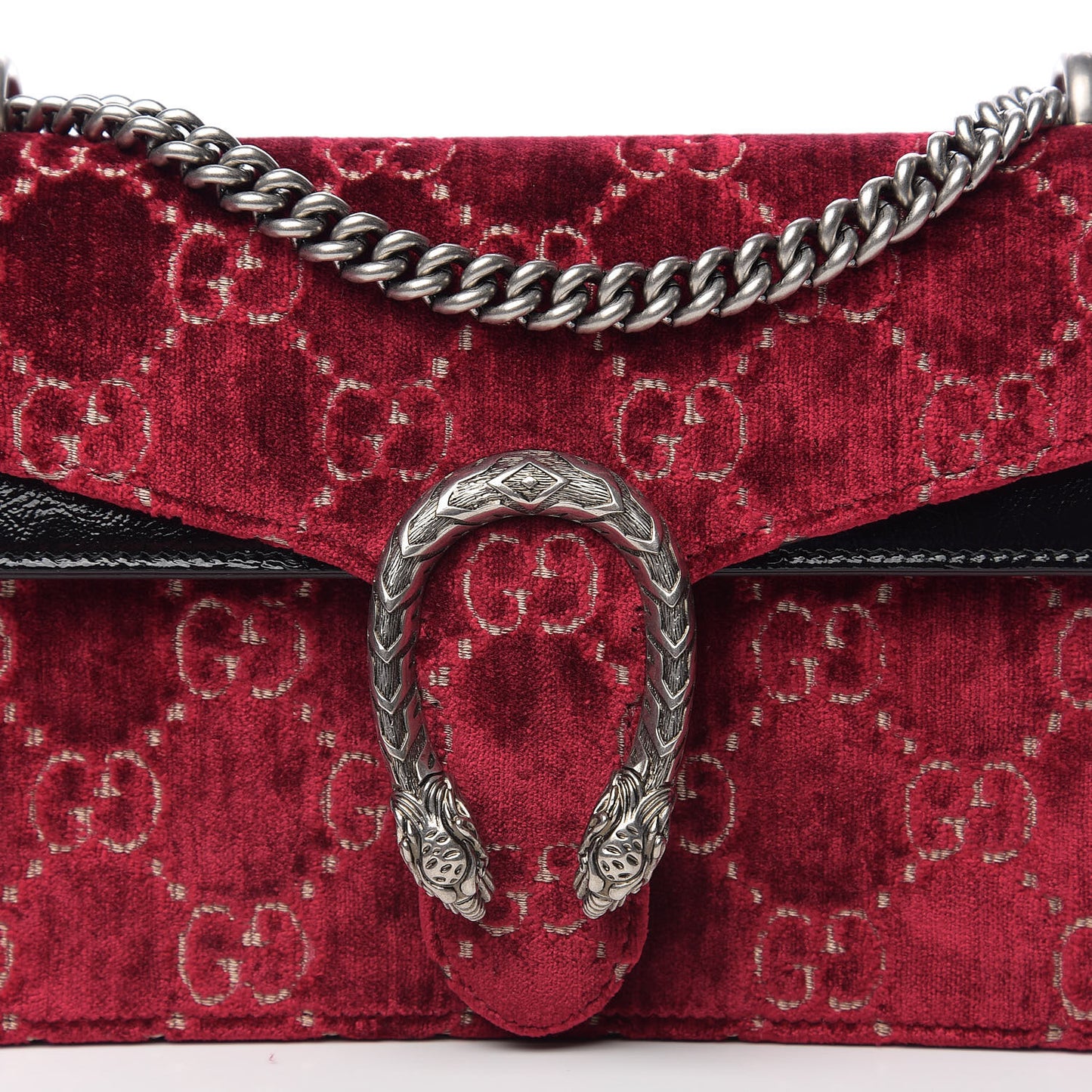 Velvet Skipper GG Monogram Small Dionysus Shoulder Bag Red Cipria Black