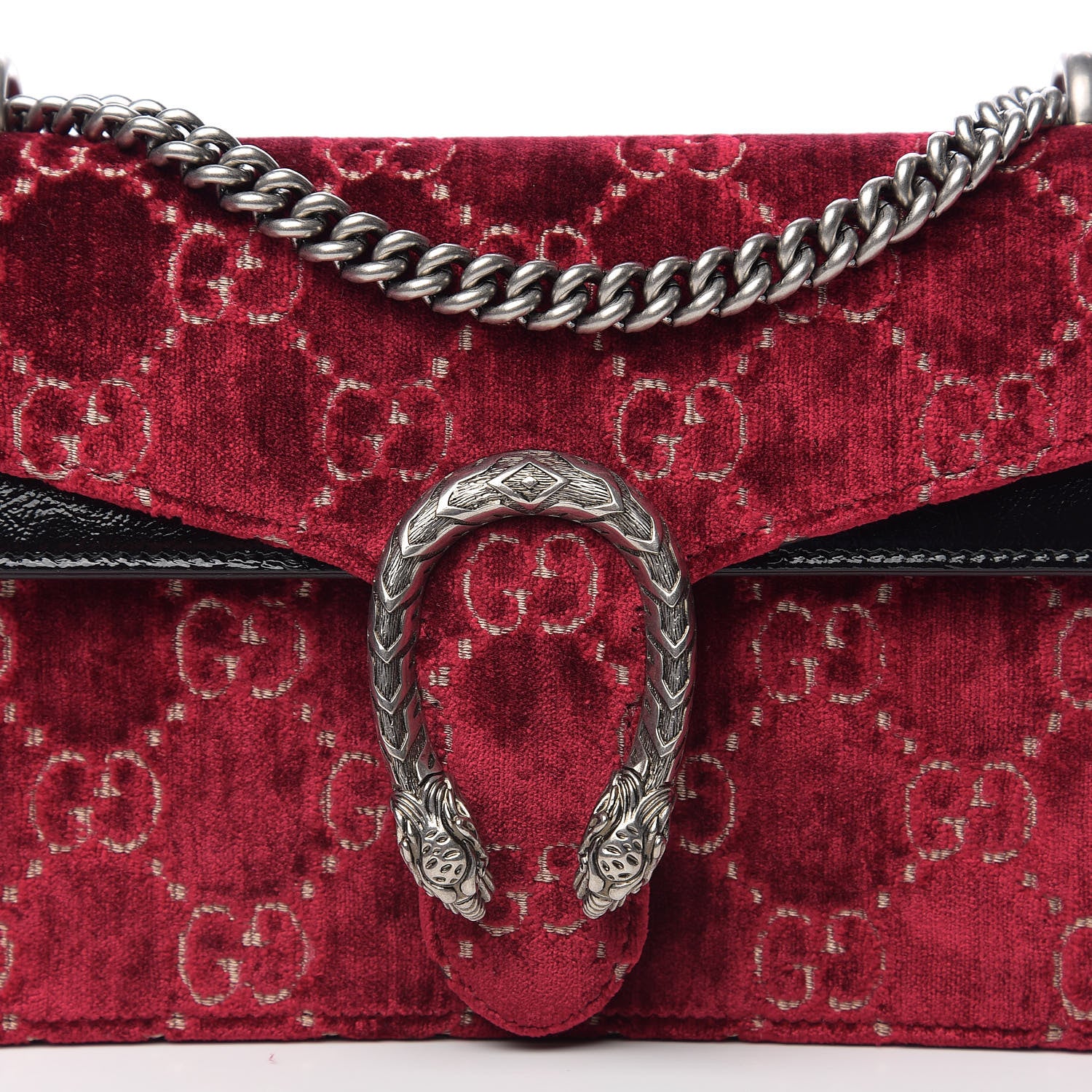 Gucci Velvet Skipper GG Monogram Small Dionysus Shoulder Bag Red Cipria Black 10 of 10