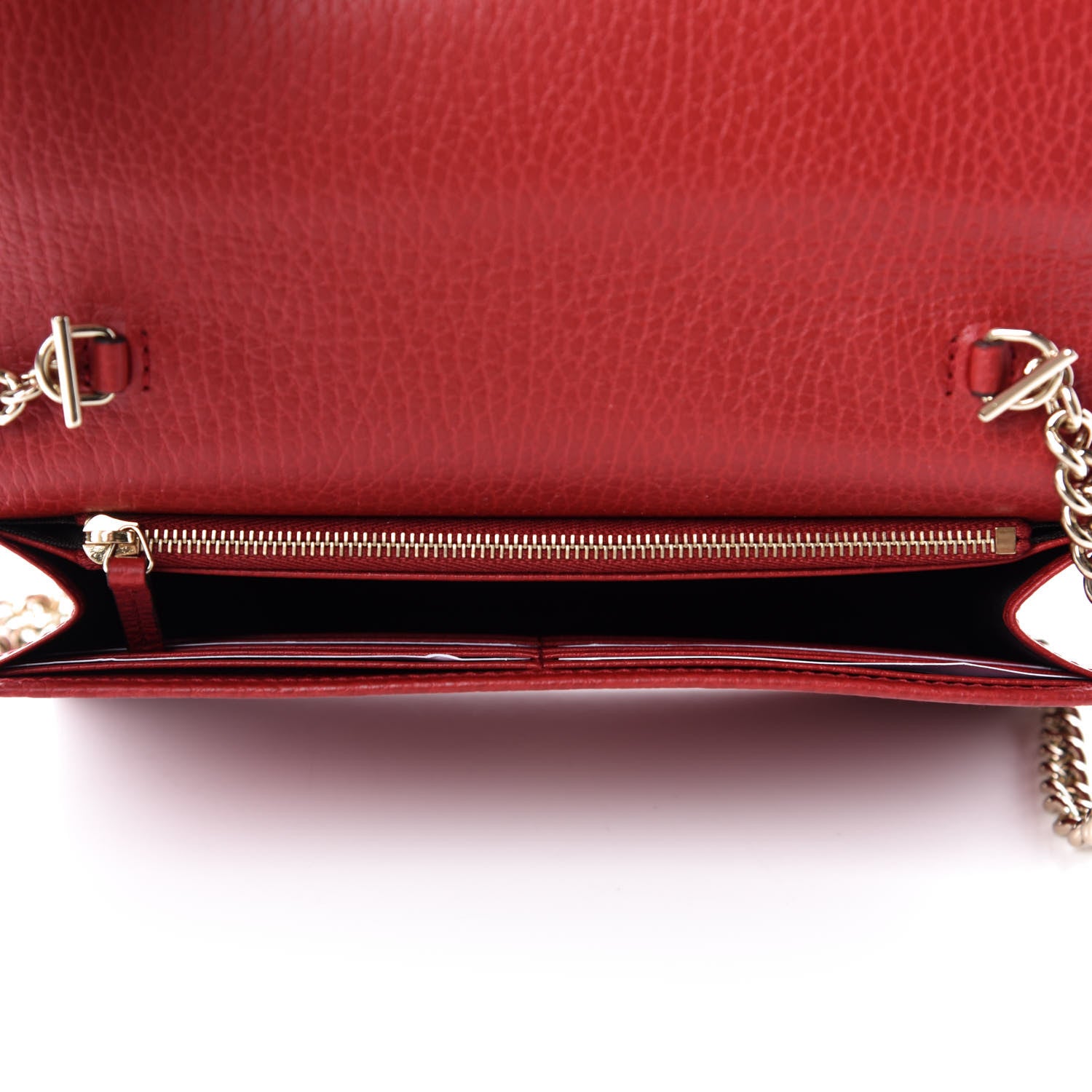 Gucci Dollar Calfskin Interlocking G Chain Wallet Red 5 of 11