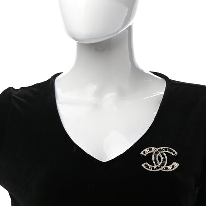 Chanel Crystal Pearl Coco CC Logo Brooch Gold 2 of 5