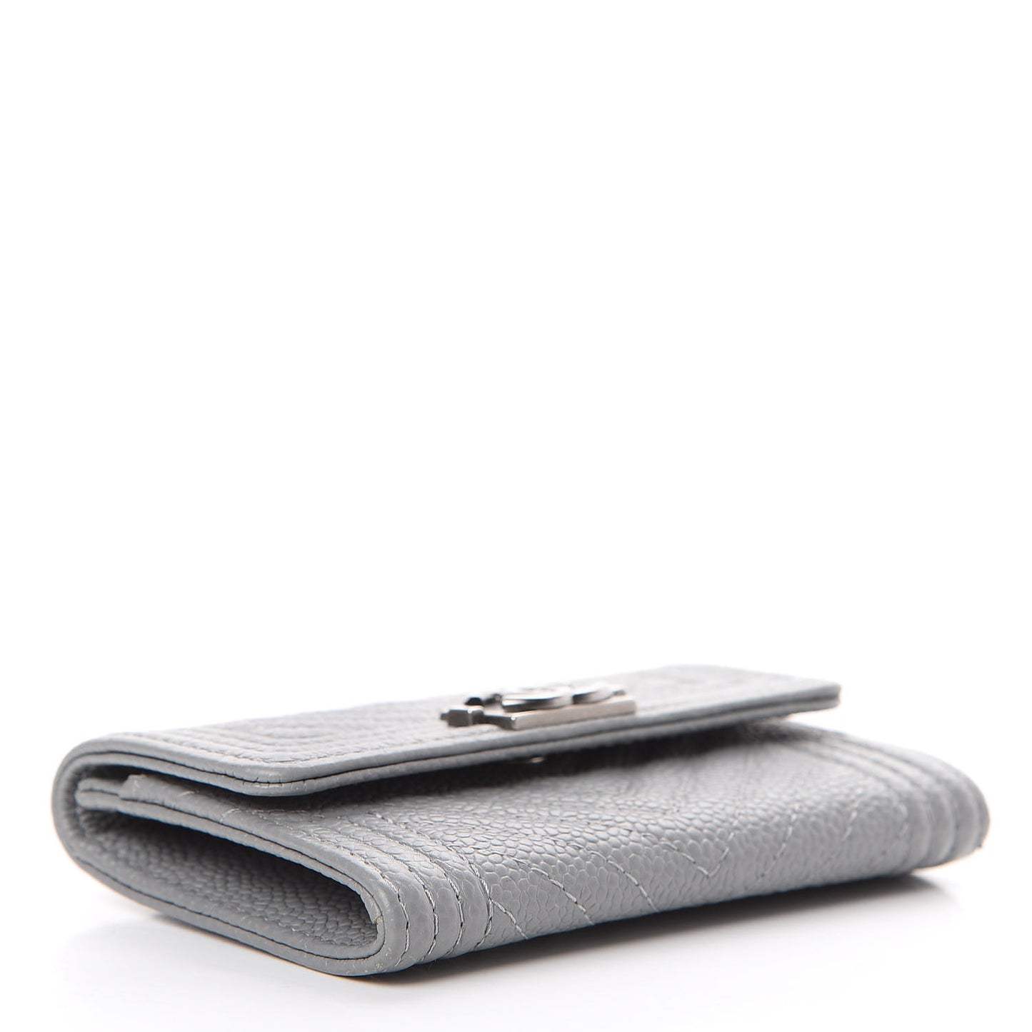 Caviar Chevron Quilted Boy Flap Card Holder Grey