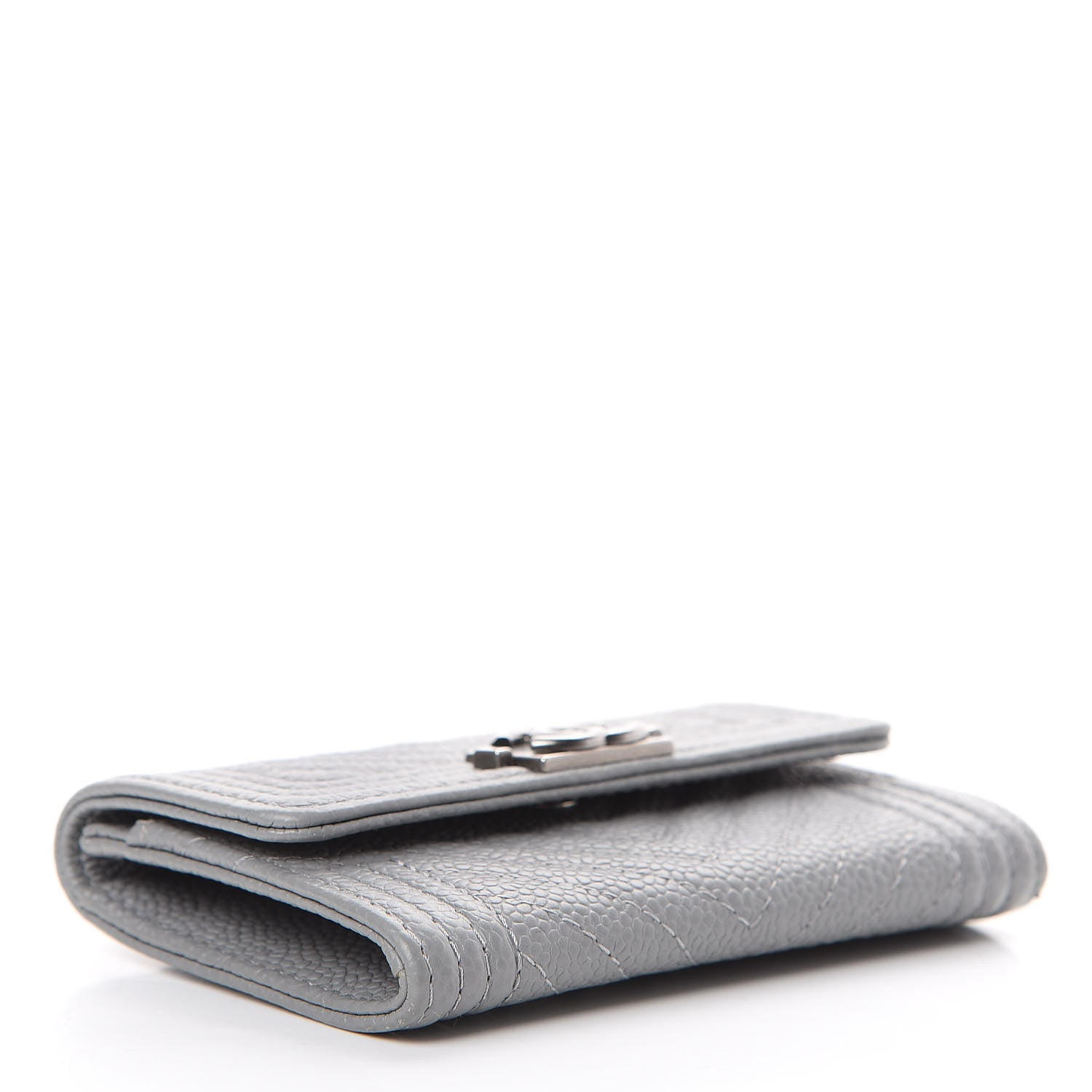 Chanel Caviar Chevron Quilted Boy Flap Card Holder Grey 3 of 13