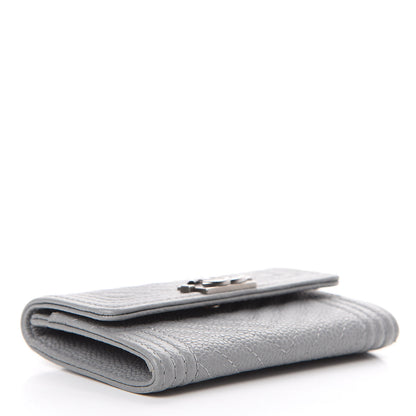 Chanel Caviar Chevron Quilted Boy Flap Card Holder Grey 3 of 13
