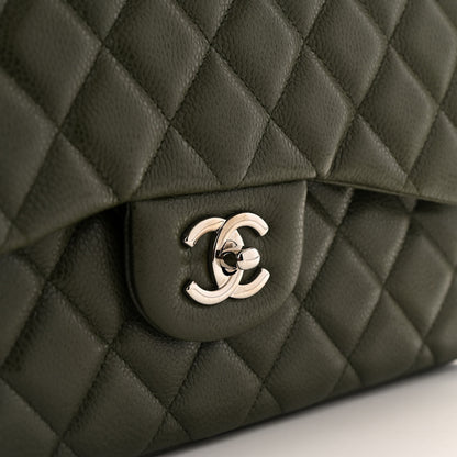 Chanel Caviar Quilted Jumbo Double Flap Vert Fonce 11 of 12