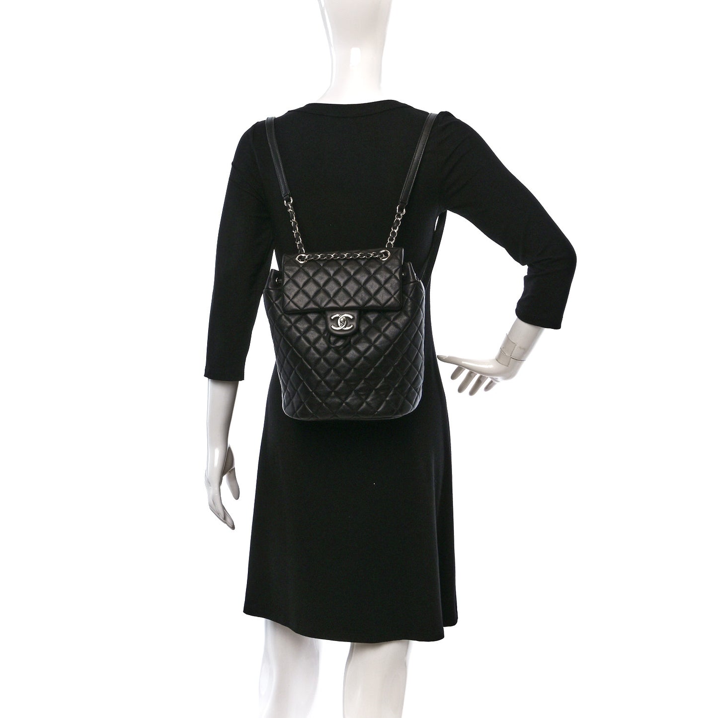 Calfskin Quilted Small Urban Spirit Backpack Black