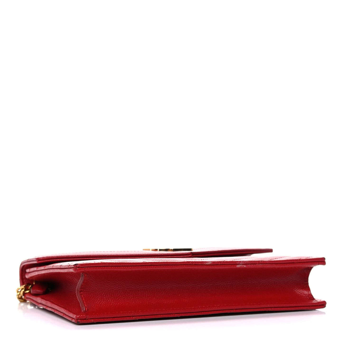 Grain De Poudre Matelasse Chevron Monogram Envelope Chain Wallet New Red