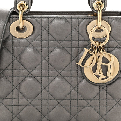 Christian Dior Lambskin Cannage Small My ABCDior Lady Dior Metallic Grey 8 of 12