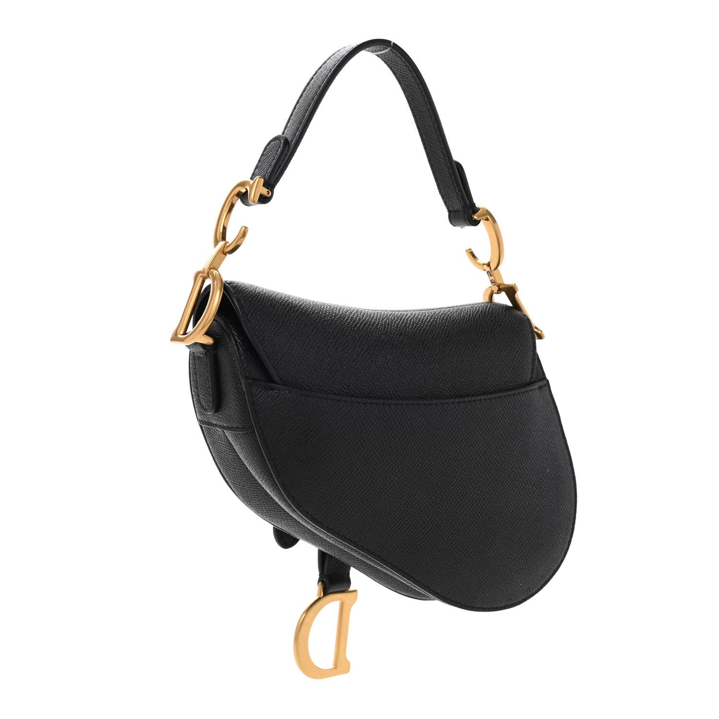 Grained Calfskin Mini Saddle Bag Black