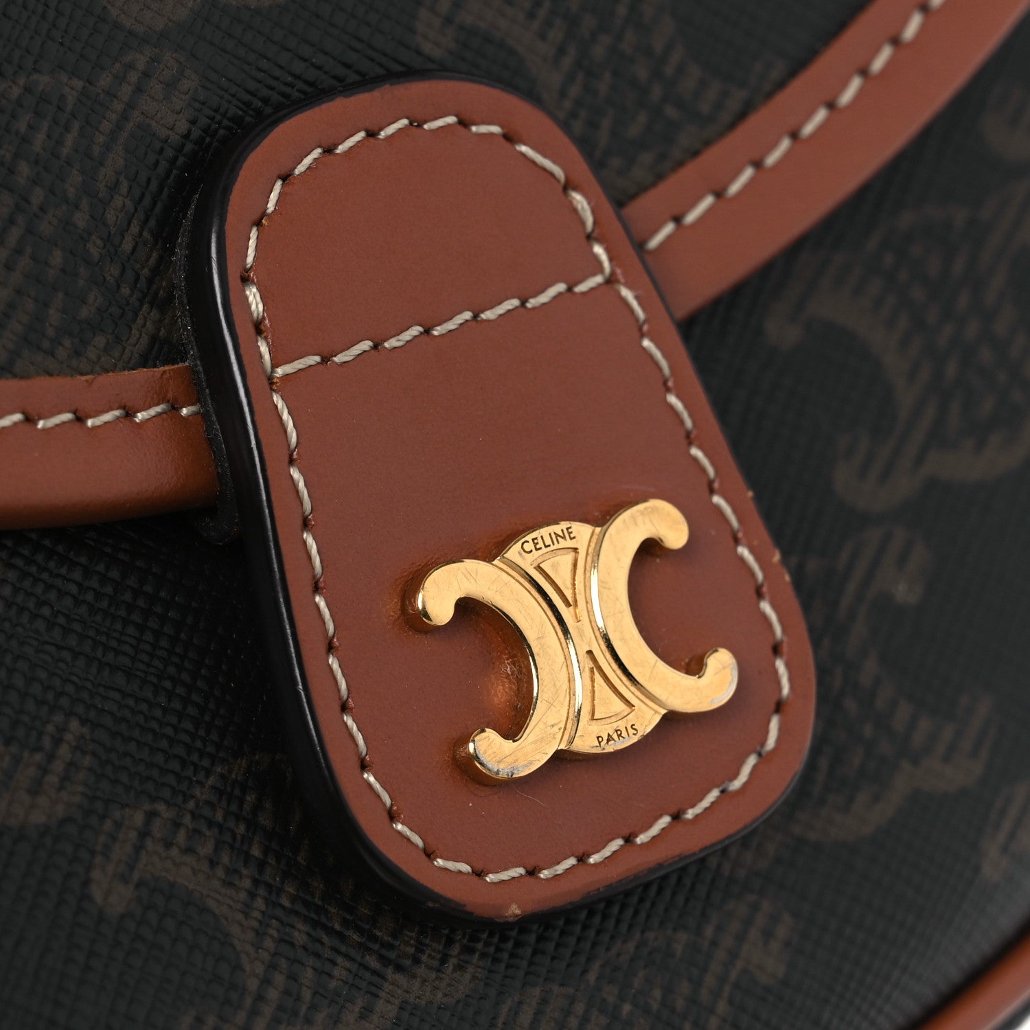Celine Canvas Calfskin Triomphe Mini Besace Tan 11 of 12