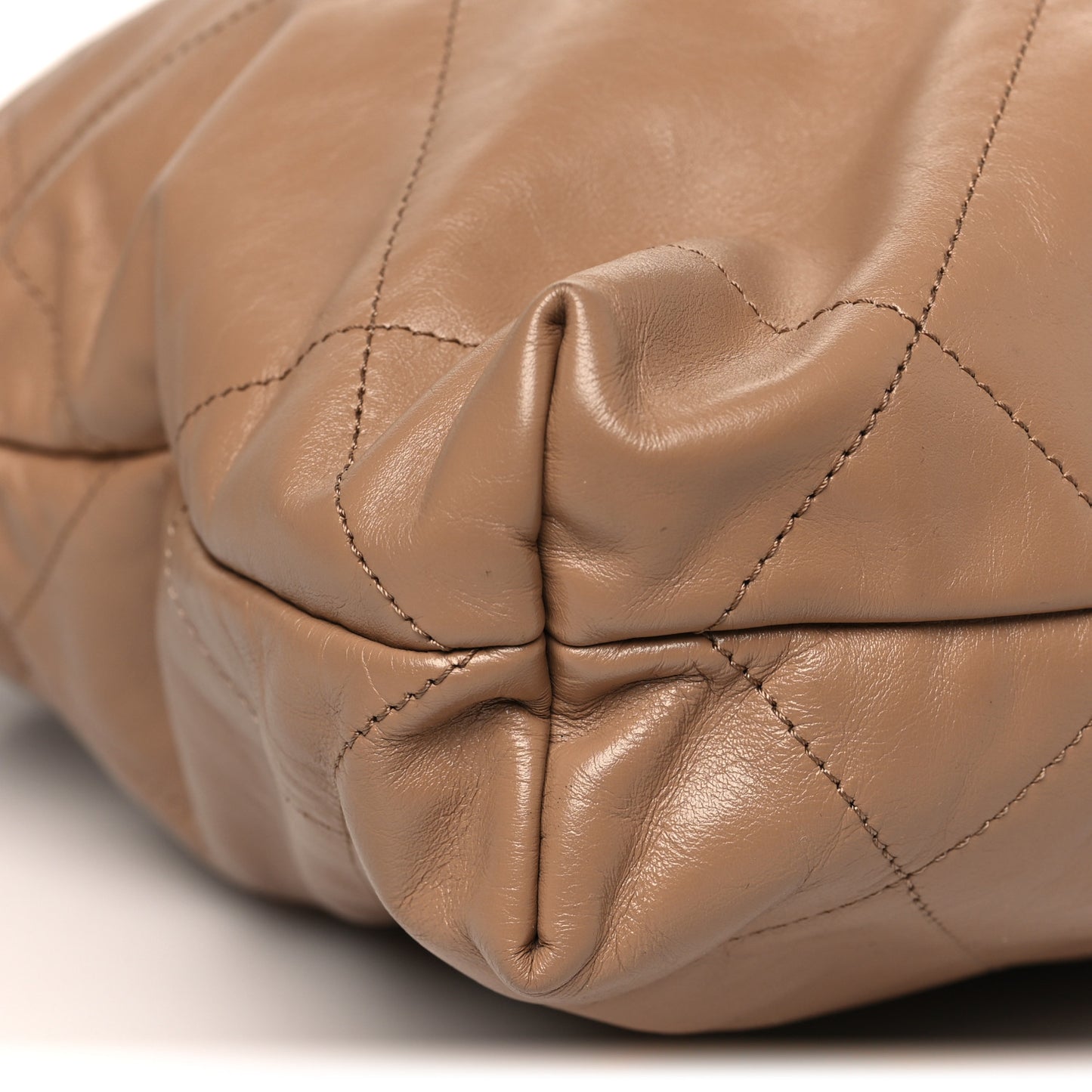 Shiny Calfskin Quilted Small Chanel 22 Beige