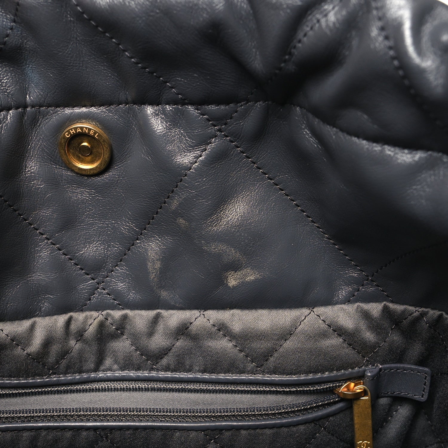 Chanel Shiny Calfskin Quilted Chanel 22 Dark Grey 12 of 13
