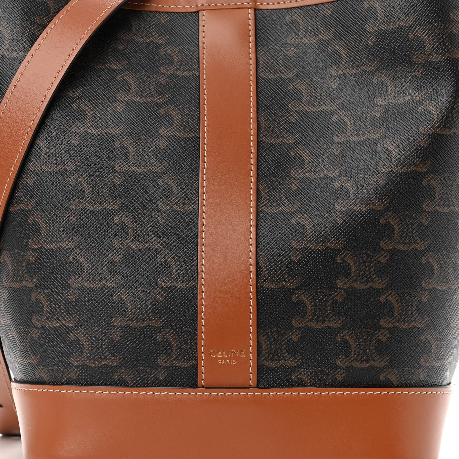 Celine Triomphe Canvas Calfskin Small Bucket Bag Tan 9 of 12