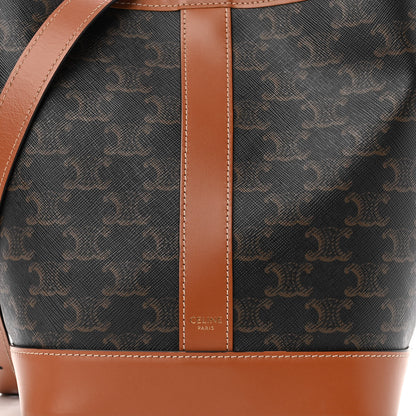Celine Triomphe Canvas Calfskin Small Bucket Bag Tan 9 of 12