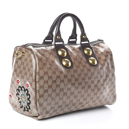 Gucci Crystal Monogram Fable Embroidered Large Babouska Boston Beige 3 of 9