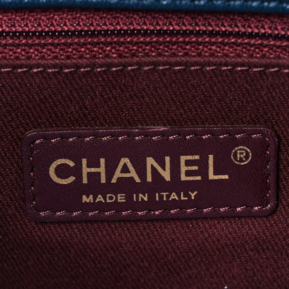 Chanel Patent Goatskin Quilted Small CC Eyelet Tote Blue 6 of 9