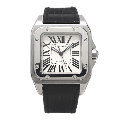 Cartier Stainless Steel Alligator 33mm Santos 100 Automatic Watch 1 of 9