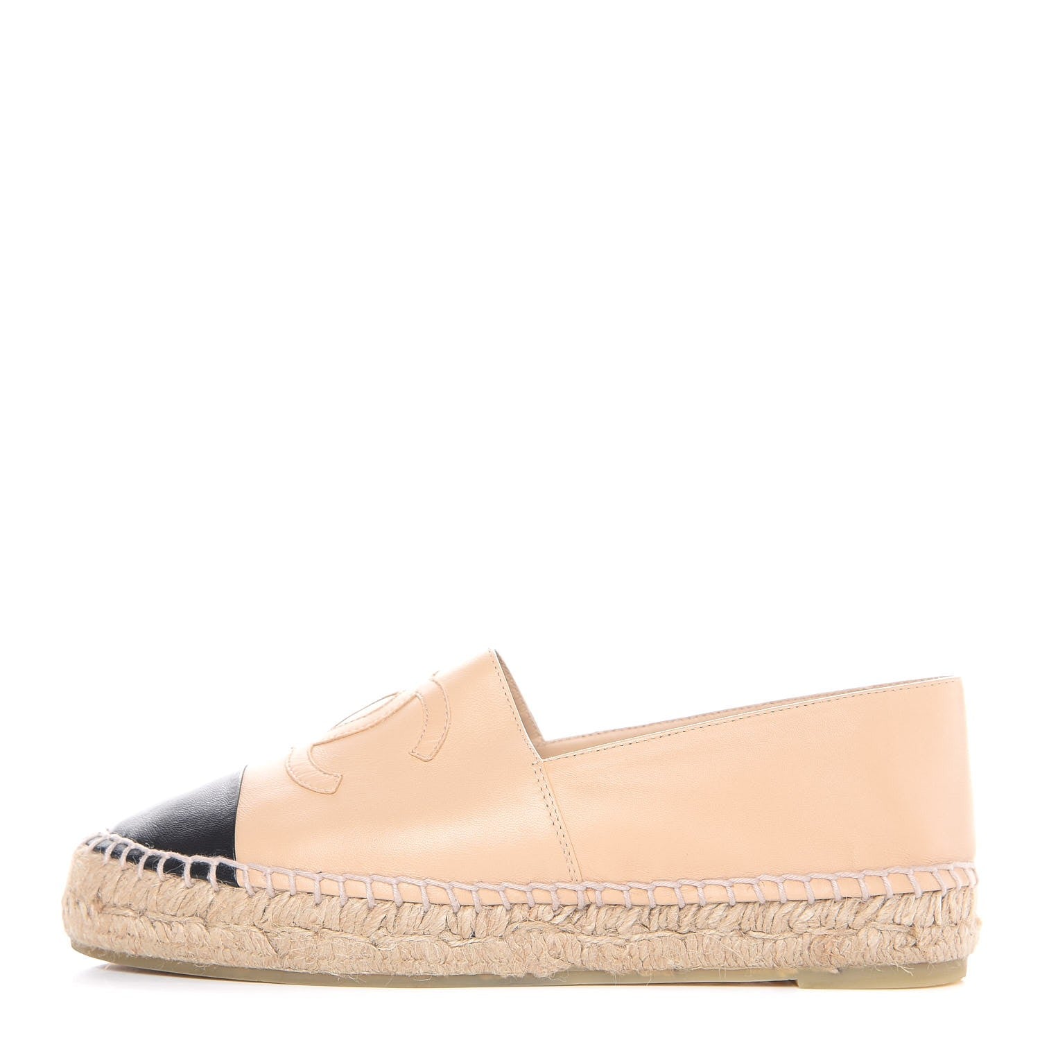 Chanel Lambskin CC Espadrilles 37 Beige Black 1 of 12