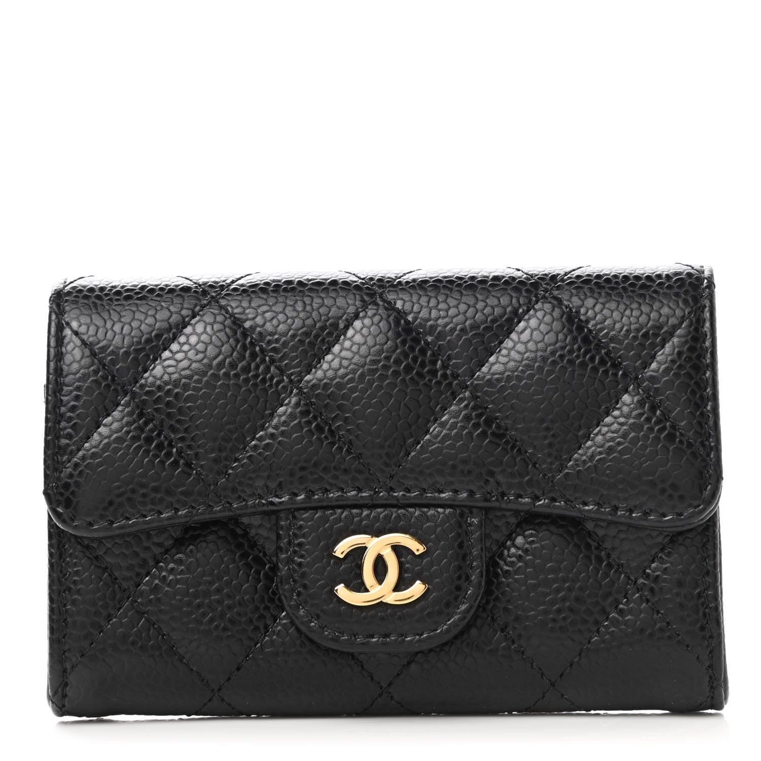 Chanel Caviar Quilted Flap Card Holder Wallet Black 1 of 9