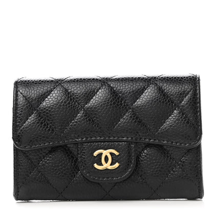 Chanel Caviar Quilted Flap Card Holder Wallet Black 1 of 9