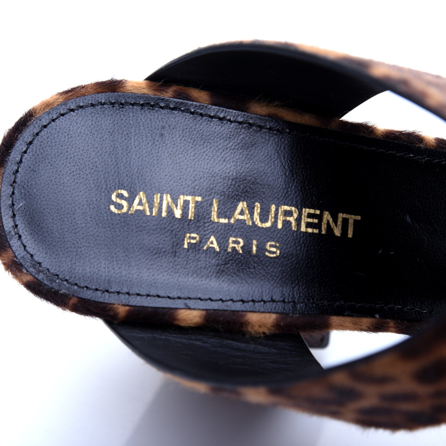 Ponyhair Leopard Print Oak 75 Ankle Strap Sandals 38 Brown