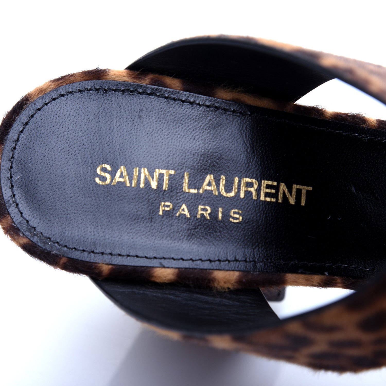 Saint Laurent Ponyhair Leopard Print Oak 75 Ankle Strap Sandals 38 Brown 7 of 11