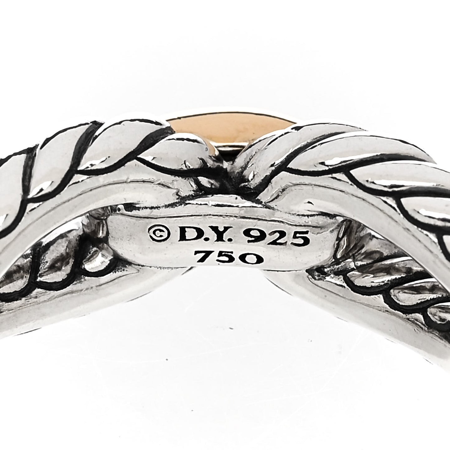 Sterling Silver 18K Yellow Gold Cable Loop Ring 49 4.75