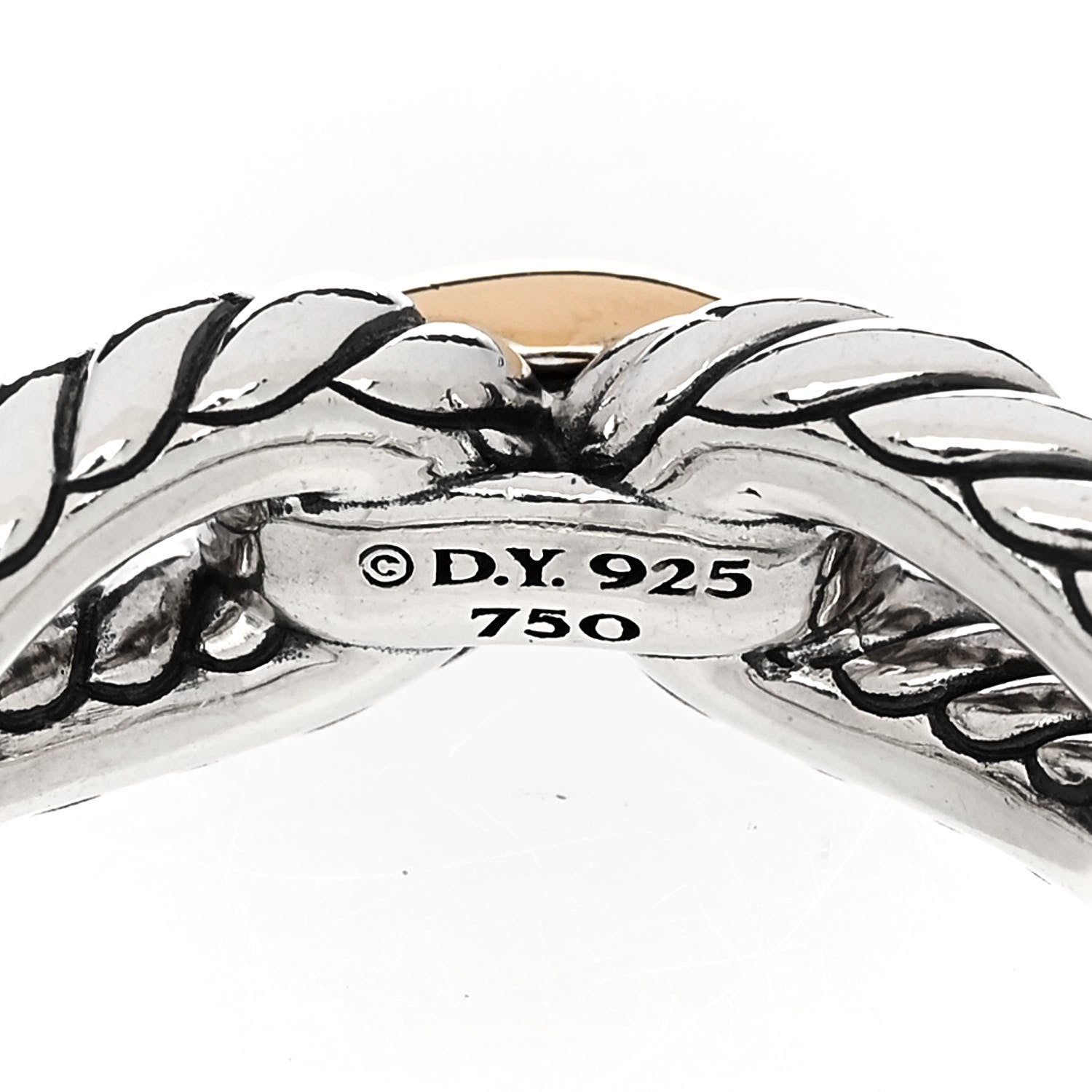 David Yurman Sterling Silver 18K Yellow Gold Cable Loop Ring 49 4.75 4 of 4