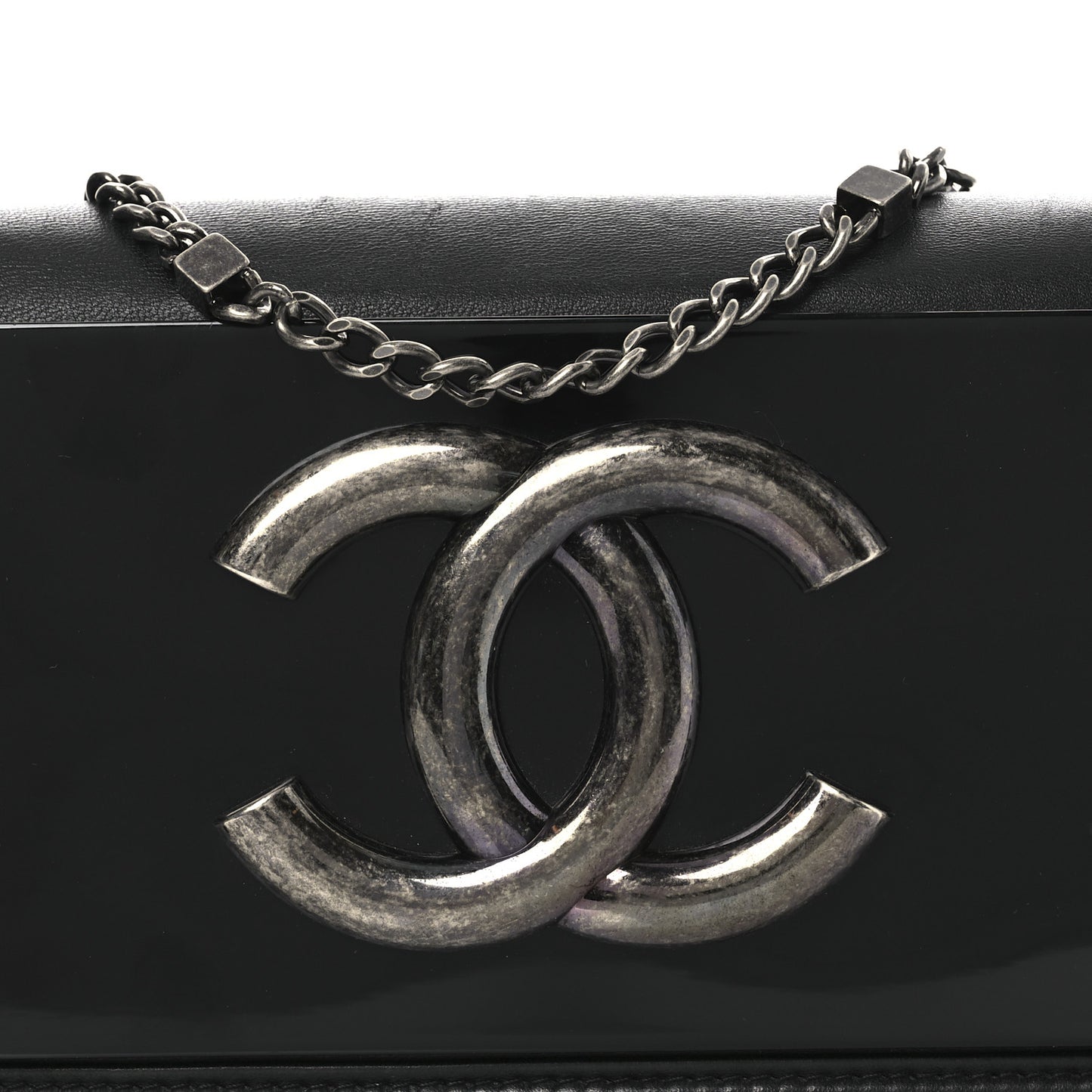 Calfskin Plexiglass Horizontal Boy Brick Flap Black