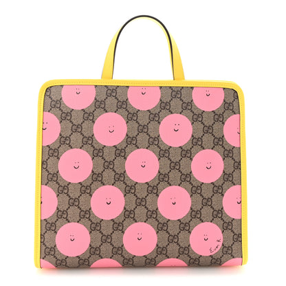 Gucci GG Supreme Monogram Childrens Printed Smile Tote Beige Dark Brown Yellow Pink 1 of 10