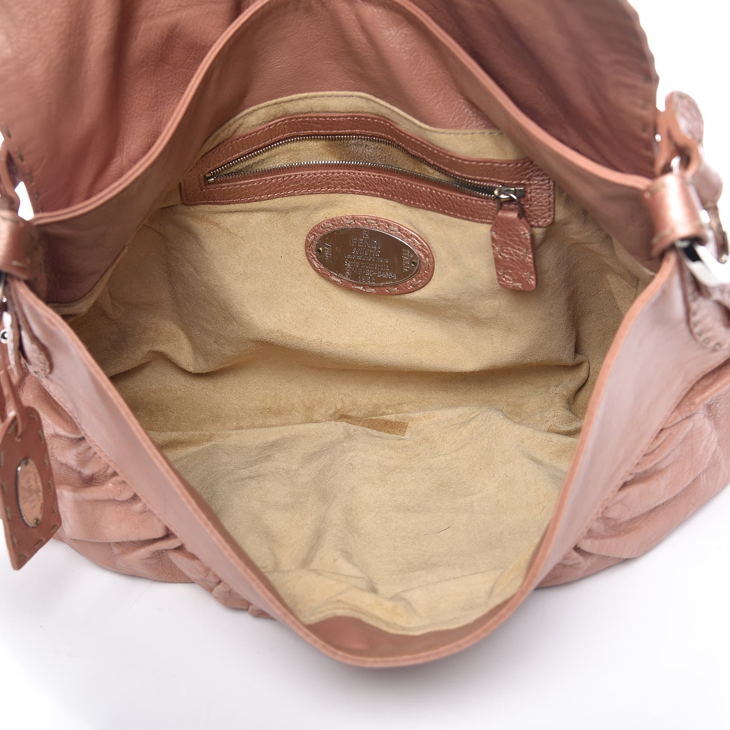 Fendi Lambskin Calfskin Romano Selleria Large Chef Shoulder Bag Pink 5 of 13