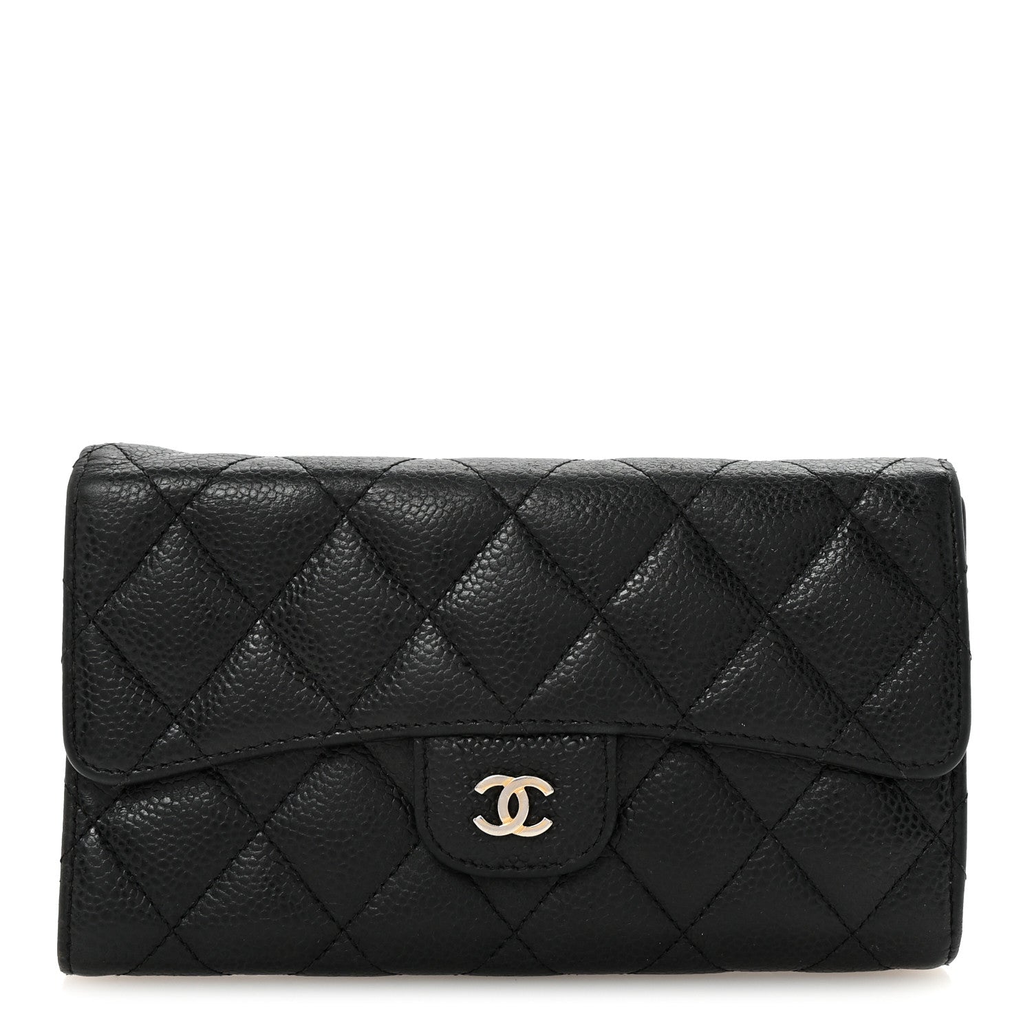 Chanel Caviar Quilted Long Flap Wallet Black 1 of 8