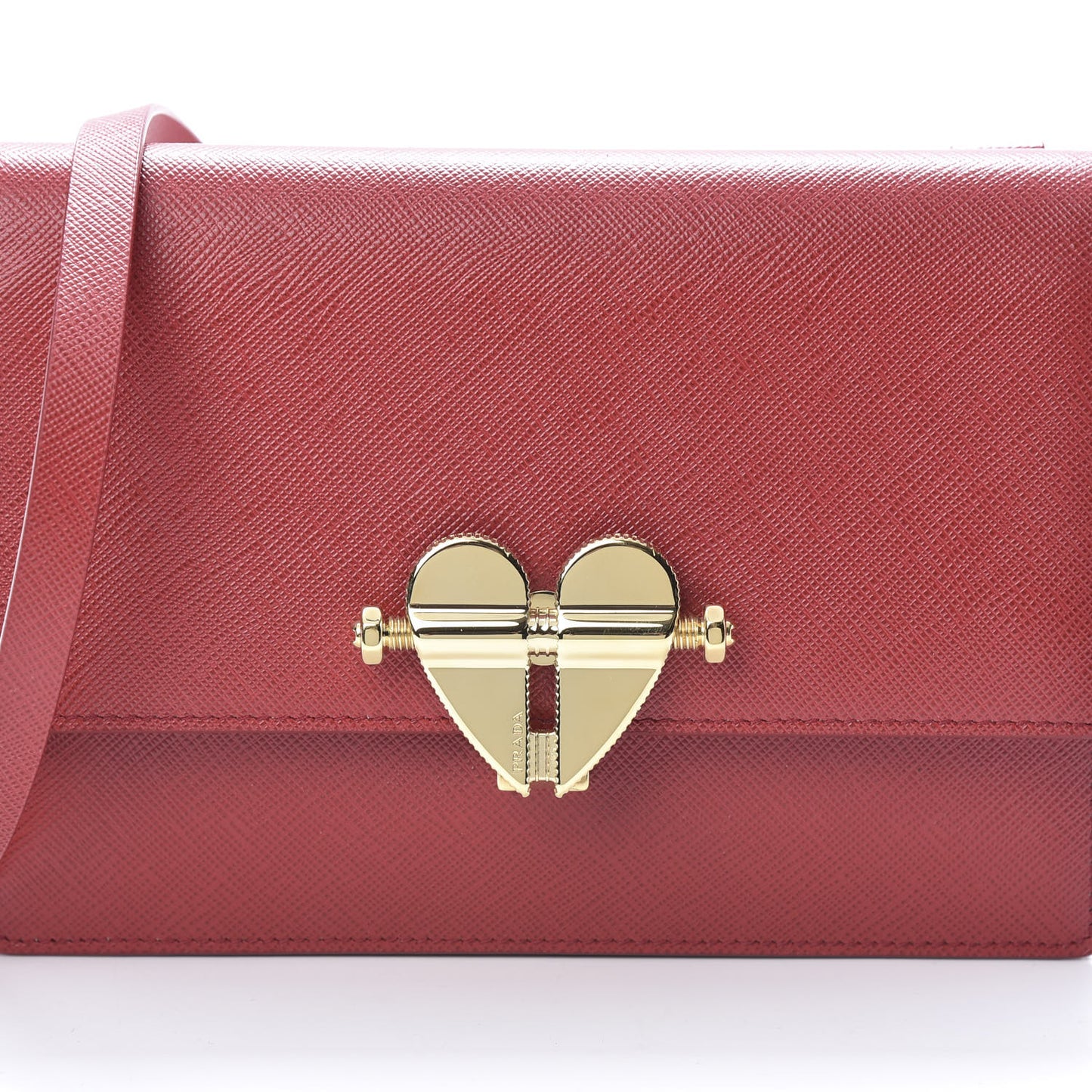 Saffiano Heart Lock Crossbody Bag Fuoco