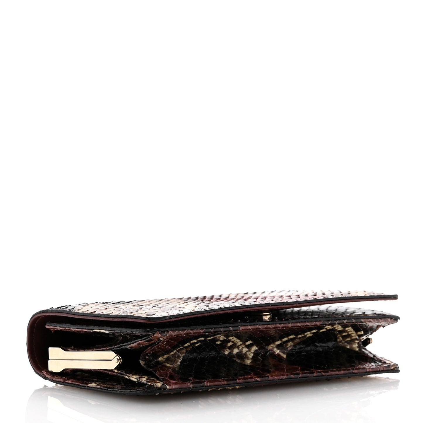 Snakeskin Crystal Clutch Brown Multicolor