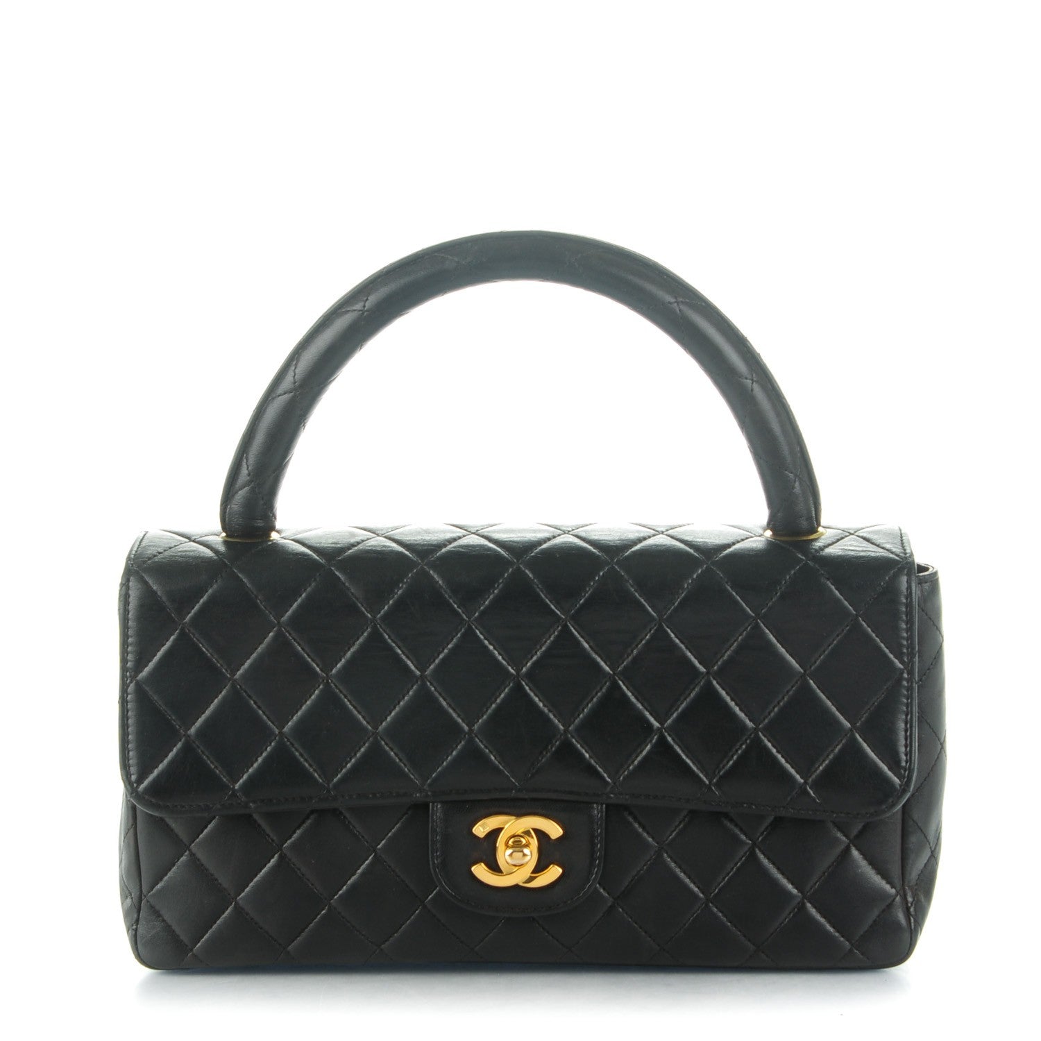 Chanel Lambskin Quilted Medium Rectangular Kelly Flap Bag Black 1 of 9