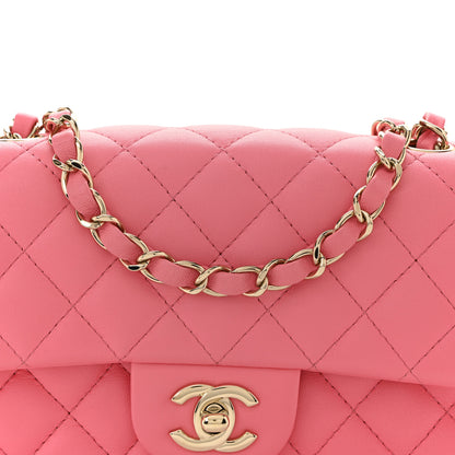 Chanel Lambskin Quilted Mini Rectangular Flap Pink 8 of 12